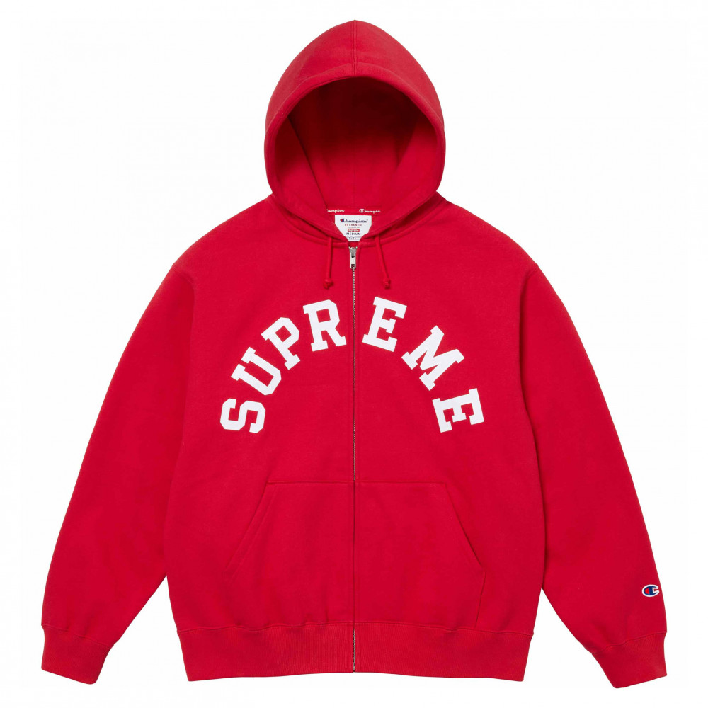Supreme x Champion Zip Up Hooded Sweatshirt (Red)