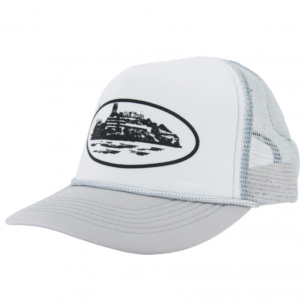 Corteiz Alcatraz Trucker Cap (Grey/White)